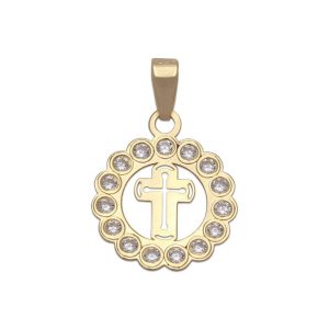 Colgante oro 18kl cruz circonitas – 12mm
