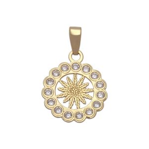 Colgante oro 18kl flor eguzkilore – 12mm