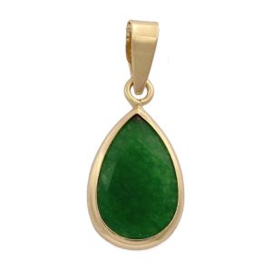 Colgante oro 18kl lagrima color jade