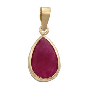 Colgante oro 18kl lagrima piedra burdeos
