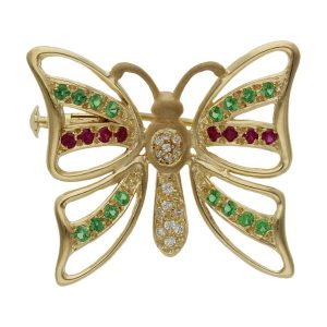 Broche oro 18kl mariposa – 29x26mm