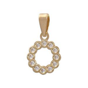 Colgante oro18kl circulo circonitas 10mm