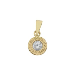 Colgante oro 18kl chaton circonita 7.5mm
