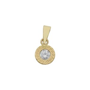Colgante oro 18kl chaton circonita 6.5mm