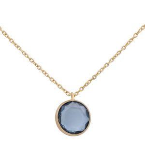 Gargantilla oro 18kl circulo piedra azul