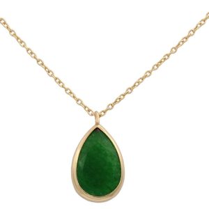 Gargantilla oro 18kl lagrima color jade