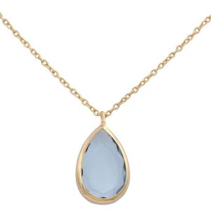 Gargantilla oro 18kl lagrima piedra azul