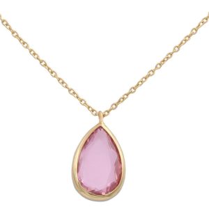 Gargantilla oro 18kl lagrima piedra rosa