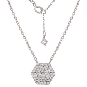 Gargantilla oro blanco 18kl hexagono