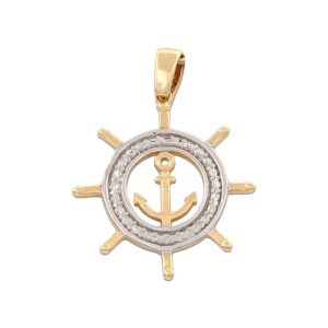 Colgante oro 18kl timon-ancla