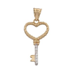 Colgante oro 18kl llave corazon