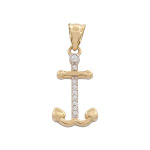 Colgante oro 18kl ancla circonitas