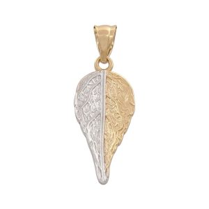 Colgante oro 18kl hoja bicolor