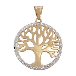 Colgante oro 18kl arbol vida bicolor