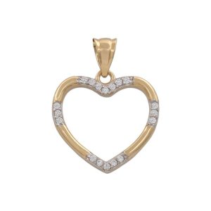 Colgante oro 18kl corazon circonitas – 16x15mm