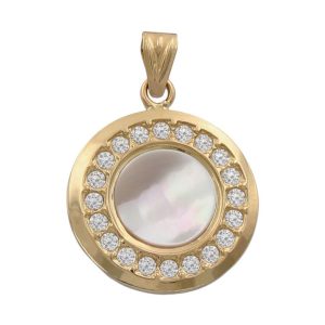 Colgante oro 18kl nacar+circonitas – 16mm