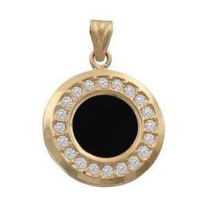 Colgante oro 18kl onix+circonitas – 16mm