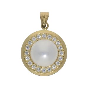 Colgante oro 18kl circonitas y perla