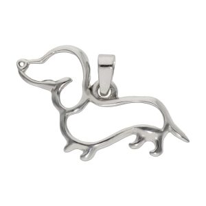 Colgante oro blanco 18kl perro – 26x11mm