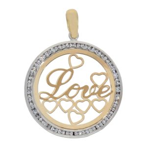 Colgante oro 18kl love circonitas – 20mm