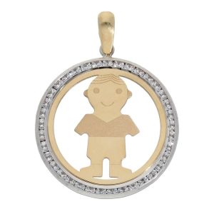 Colgante oro 18kl niño circonitas – 20mm