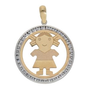 Colgante oro 18kl niña circonitas – 20mm