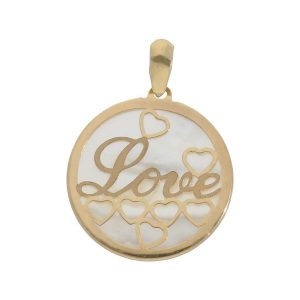 Colgante oro 18kl love nacar – 17mm