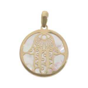 Colgante oro 18kl nacar mano fatima – 17mm