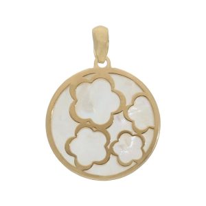 Colgante oro 18kl nacar flores – 17mm