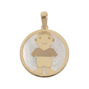Colgante oro 18kl niño nacar – 17mm