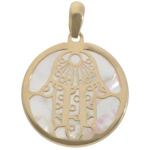 Colgante oro 18kl nacar mano fatima – 20mm