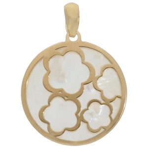 Colgante oro 18kl nacar flores – 20mm