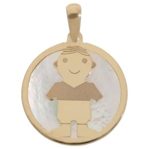 Colgante oro 18kl niño nacar – 20mm