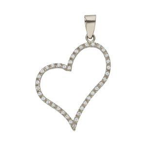 Colgante oro blanco 18kl corazon circonitas