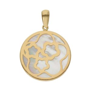 Colgante oro 18kl flores nacar – 16mm