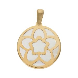 Colgante oro 18kl flores nacar – 16mm