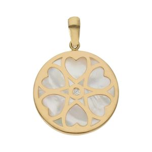 Colgante oro 18kl flor nacar – 16mm