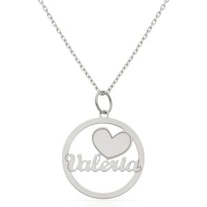 Gargantilla oro blanco 18kl nombre + corazon