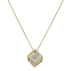 Gargantilla oro 18kl cubo + circonita