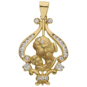 Colgante oro 18kl de la madre circonitas