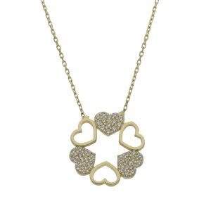 Gargantilla oro 18kl corazones circonitas