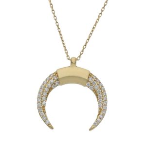 Gargantilla oro 18kl media luna circonitas