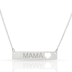 Gargantilla oro blanco 18kl chapa + corazon + nombre