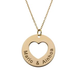 Gargantilla oro 18kl corazon + nombres