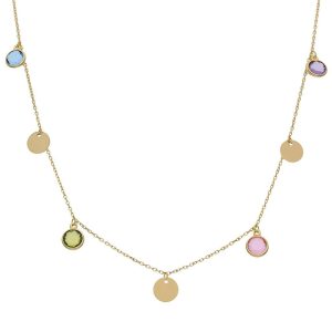 Gargantilla oro 18kl circulos + piedras