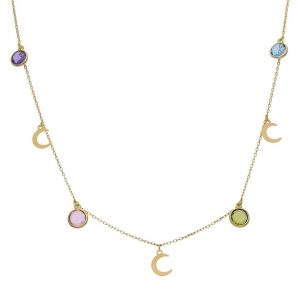 Gargantilla oro 18kl lunas + piedras