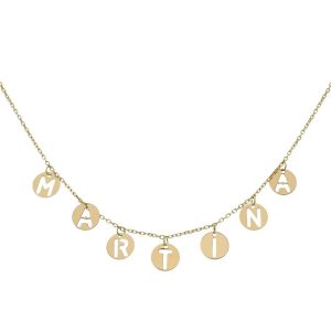 Gargantilla oro 18kl nombre mini charms