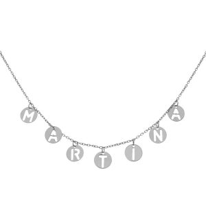 Gargantilla oro blanco 18kl nombre mini charms