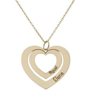 Gargantilla oro 18kl corazones nombres