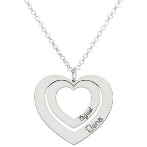 Gargantilla oro blanco 18kl corazones nombres